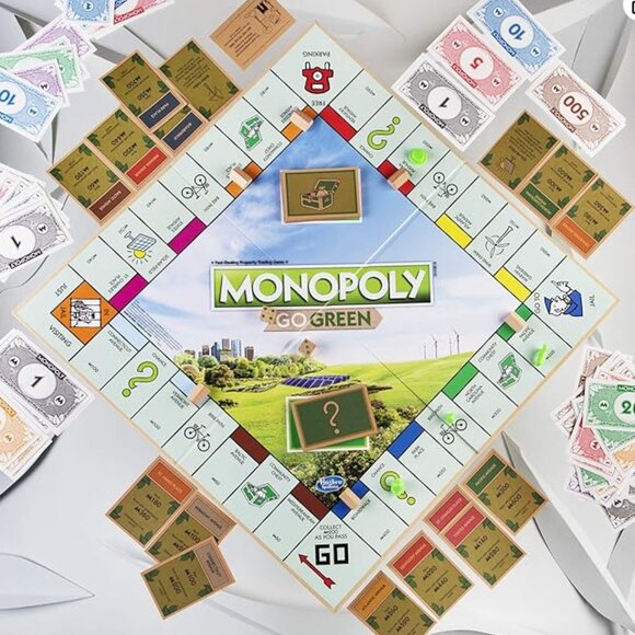 Hasbro Monopoly Go Green Edition Board Game NEW - 100% Recycled Paper! - Picture 4 of 7